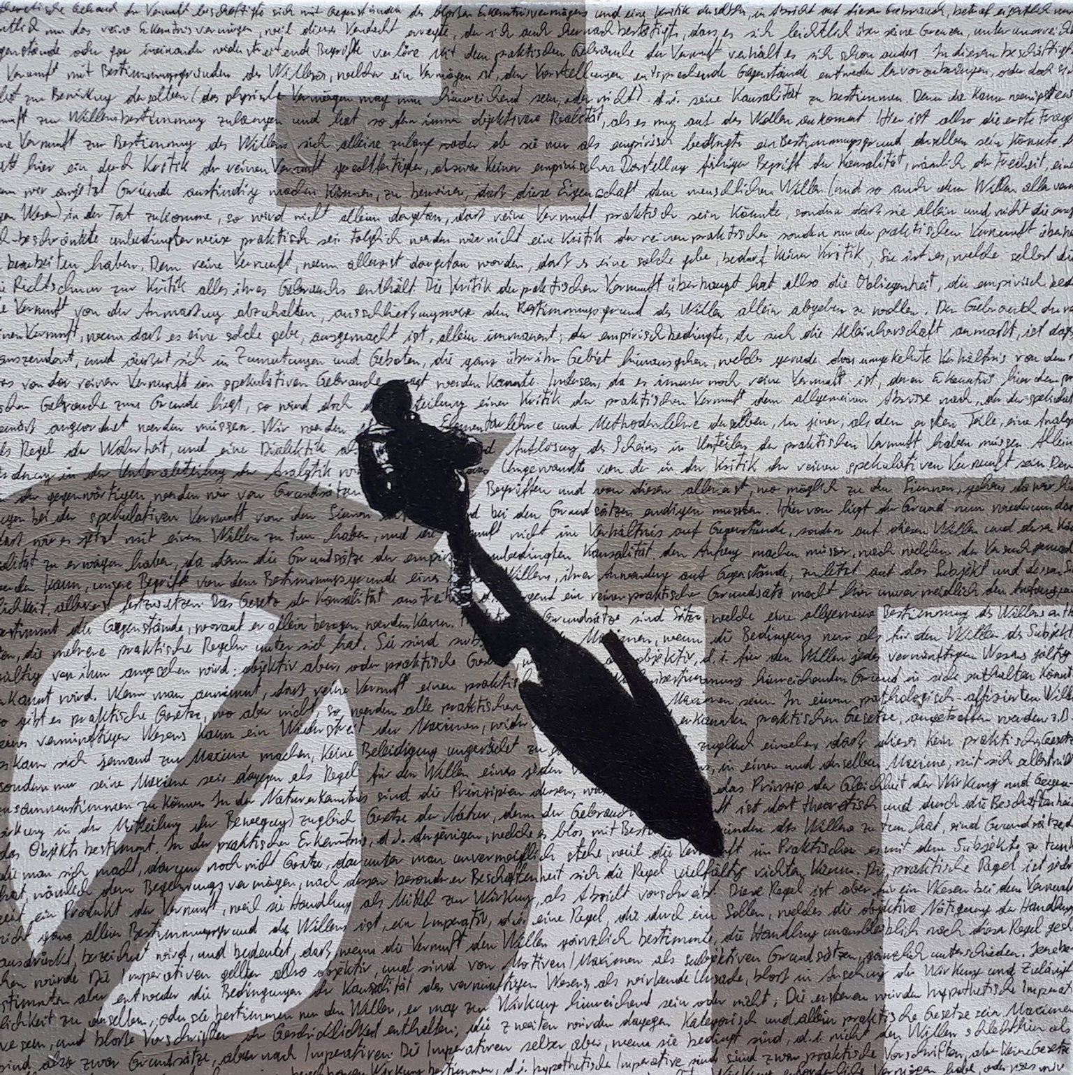 Serie: Digitales Testament 03 (Aristoteles_Metaphysik), 2018, Acryl u. Marker auf Leinwand, 50 x 50 cm