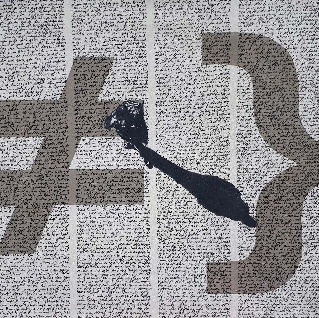 Serie: Digitales Testament 02 (Aristoteles_Metaphysik), 2018, Acryl u. Marker auf Leinwand, 50 x 50 cm