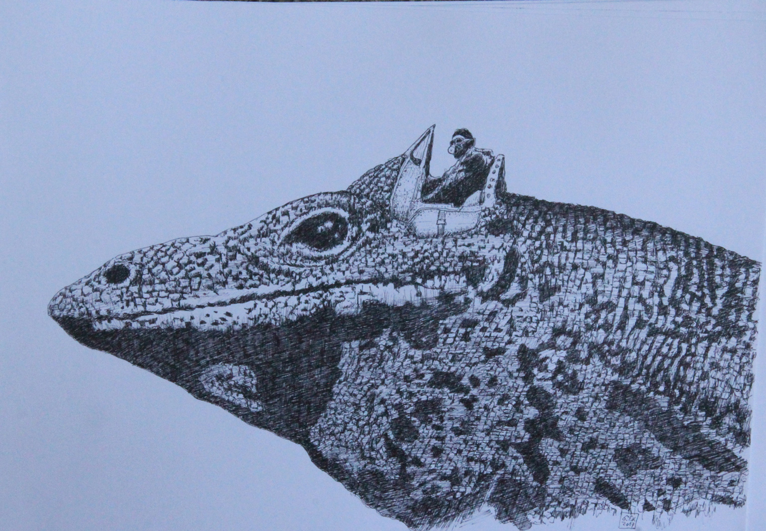 Serie: Fischpiloten, Varan, 2017, Tinte auf Papier, 30 x 40 cm
