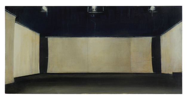 teatro di posa II, 2022, Acryl auf Holz, Metallkonstruktion, 30 x 60 cm