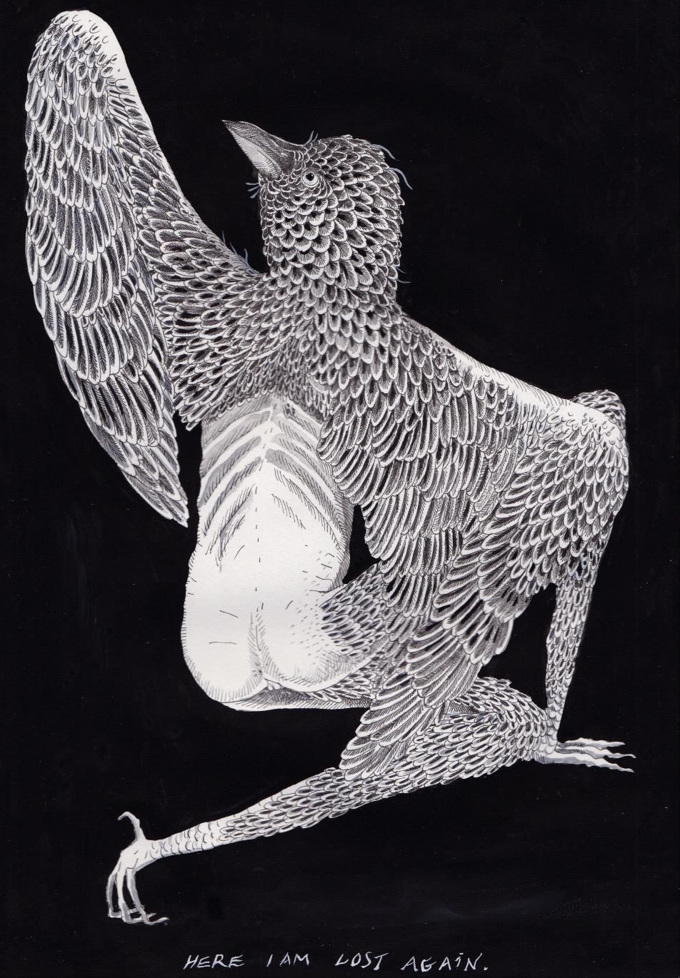 Here I am lost again, 2023, Gouache on paper, 21 x 29.5 cms